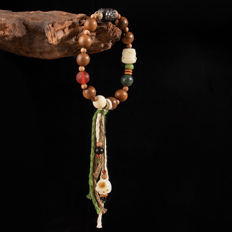 Nimara Ritual Lightning Strike Wood Bodhi Seed Cat Paw Claw Auspiciousness Protection Tassel Bracelet