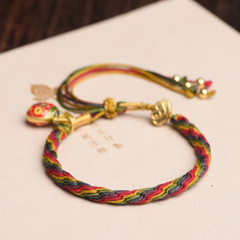 Nimara Ritual Gold Swallowing Beast Family Luck Reincarnation Knot Colorful String Bracelet