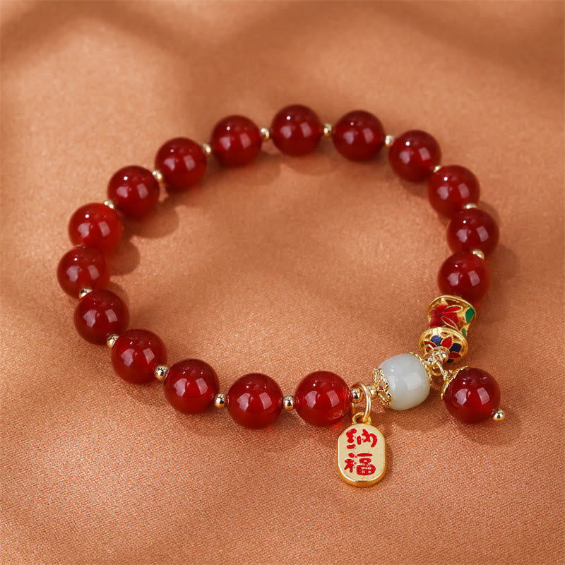 Nimara Ritual Natural Red Agate Jade Confidence Fortune Blessing Charm Bracelet