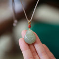 Nimara Ritual Laughing Buddha Hetian Jade Wealth Prosperity String Necklace Pendant