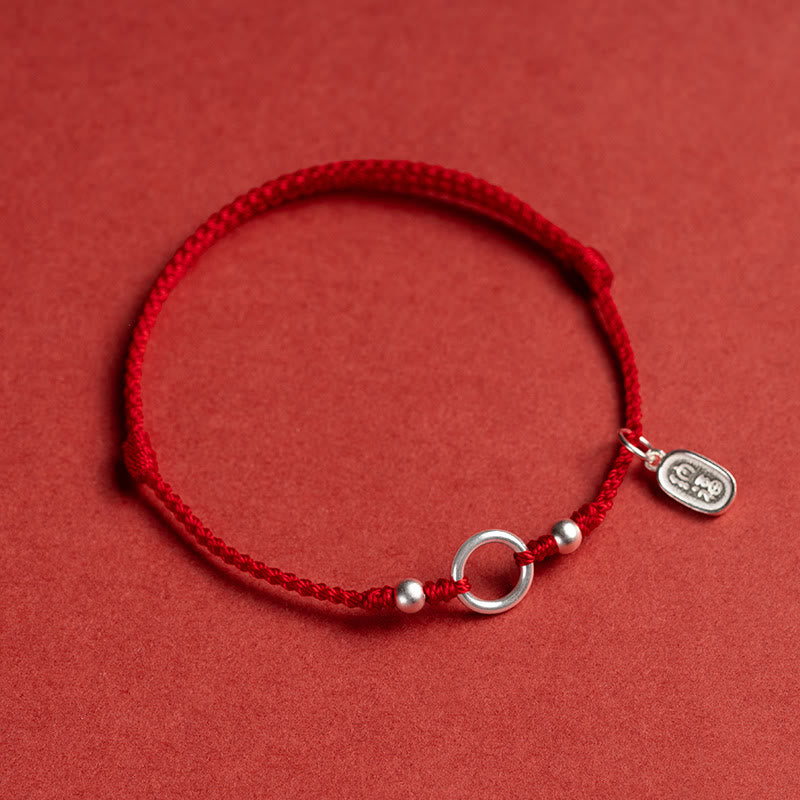 Nimara Ritual 925 Sterling Silver Lucky Fortune Peace Joy Lotus Peace Buckle Red String Bracelet