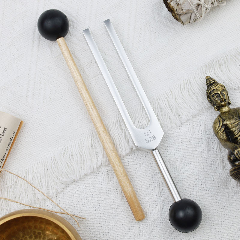 Nimara Ritual Tuning Fork 528HZ Aluminum Alloy for Chakra and Sound Therapy Ornament Decoration With a Mallet