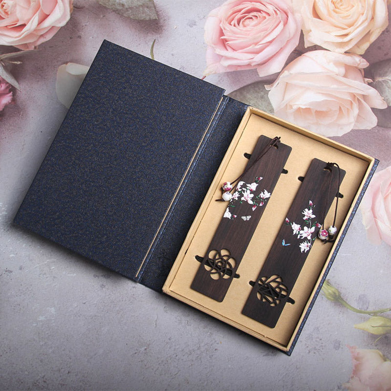 Nimara Ritual Butterfly Flower Ebony Wood Bookmarks With Gift Box