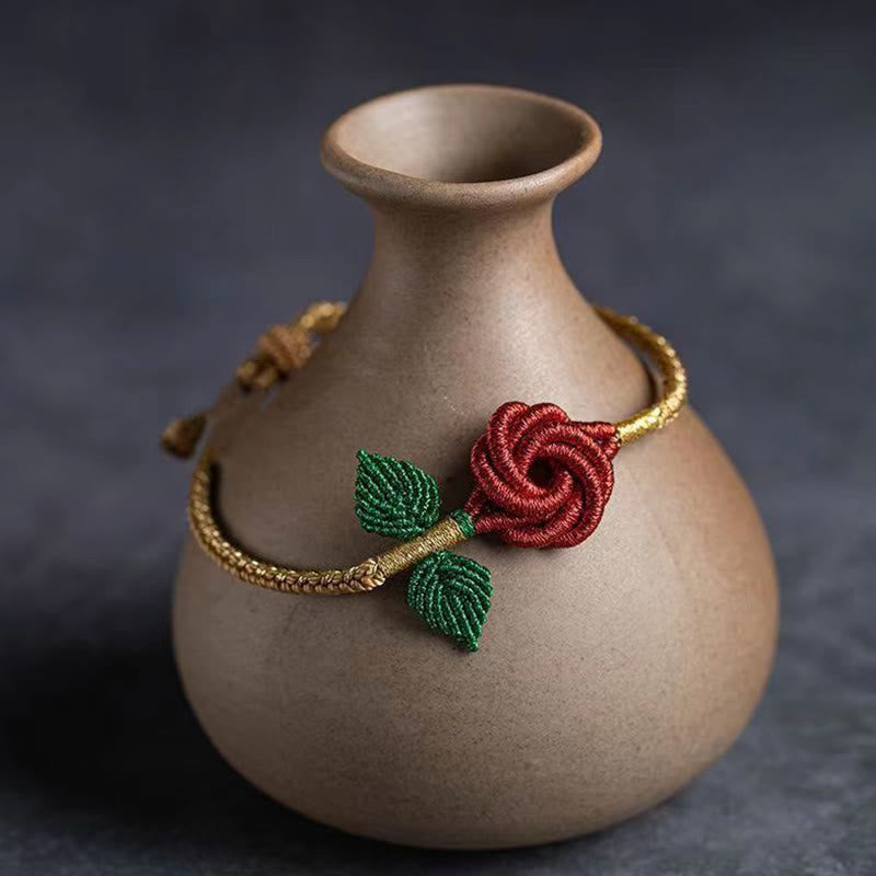 Nimara Ritual Rose Flower Rope Eight Thread Peace Knot Luck Handmade Bracelet