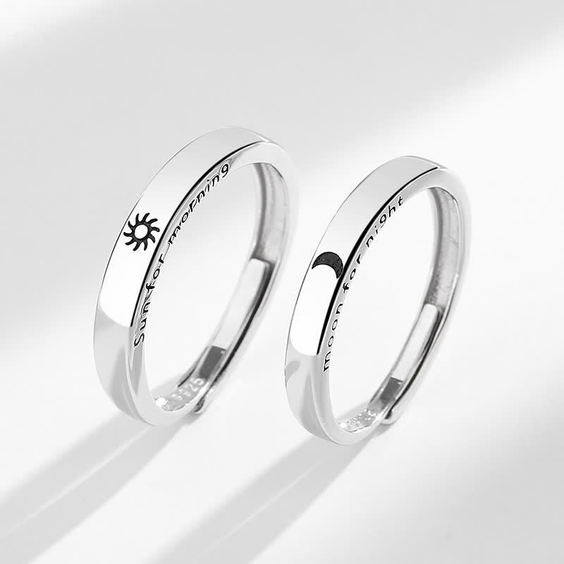 Nimara Ritual 925 Sterling Silver Sun Moon Protection Adjustable Couple Ring
