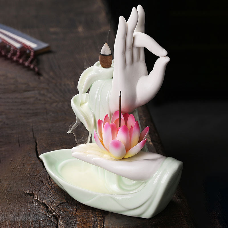 Nimara RitualTibetan Lotus Blessing Incense Burner Decoration