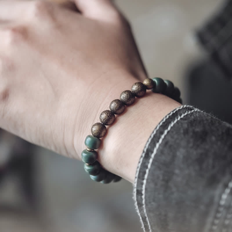 Nimara Ritual Tibetan Cyan Bodhi Seed Copper Success Bracelet