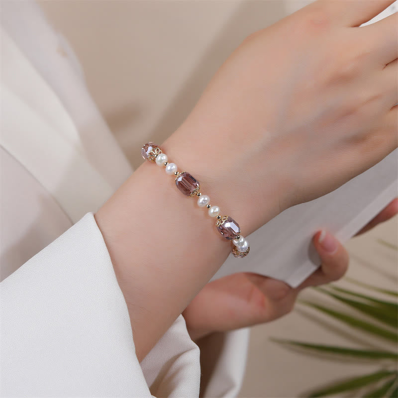 Nimara Ritual Natural Amethyst Pearl Peace Healing Chain Bracelet