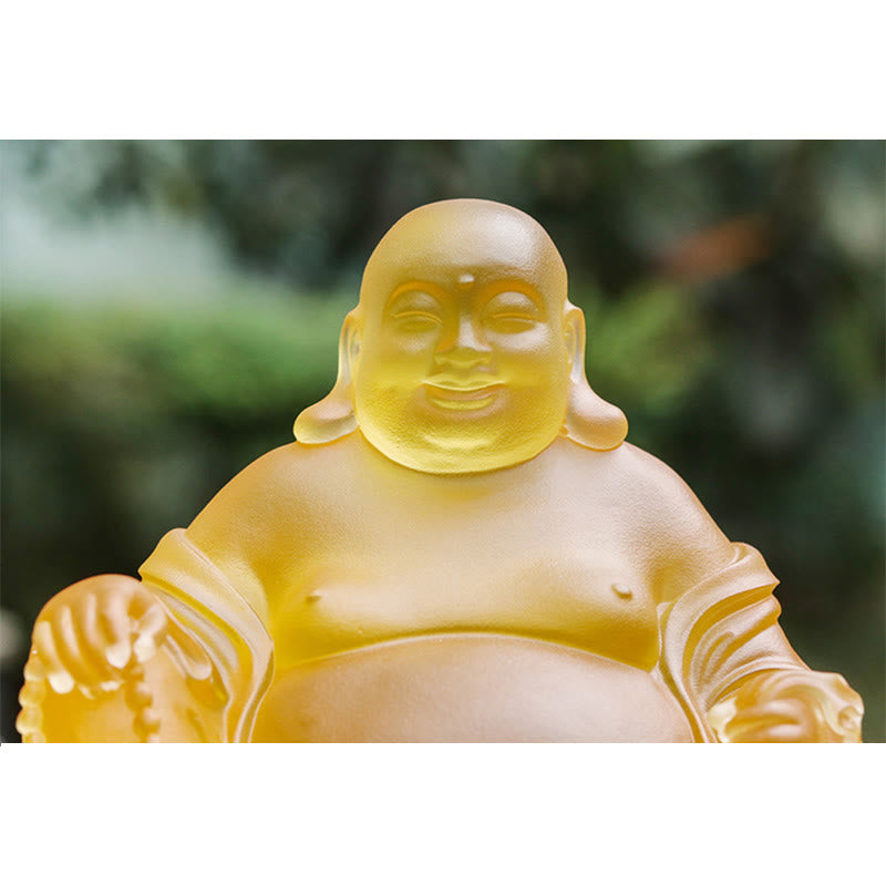 Nimara Ritual Handmade Laughing Buddha Figurine Liuli Crystal Art Piece Wealth Statue Home Decoration