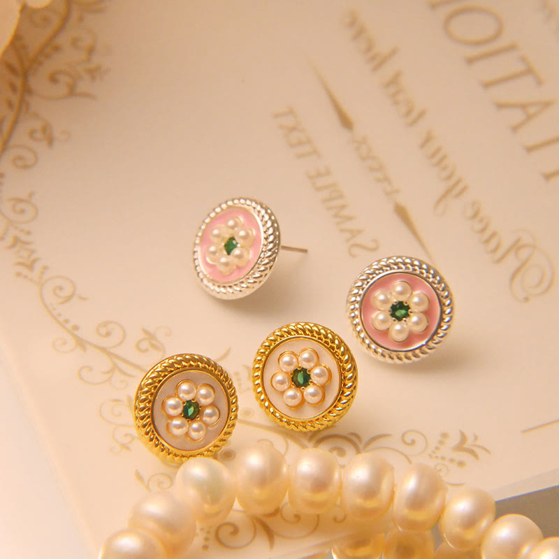 Nimara Ritual Enamel Flower Luck Earrings