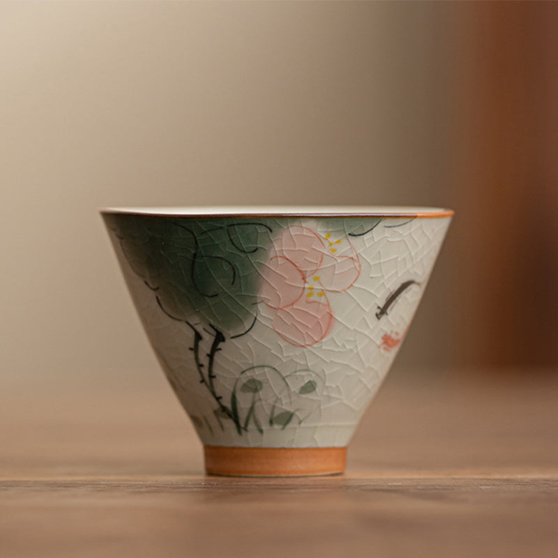 Nimara Ritual Persimmon Boat Koi Fish Lotus Ceramic Teacup Kung Fu Tea Cup 50ml