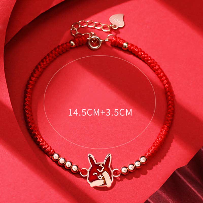 Nimara Ritual 925 Sterling Silver Chinese Zodiac Luck Faith Discolor Red String Bracelet