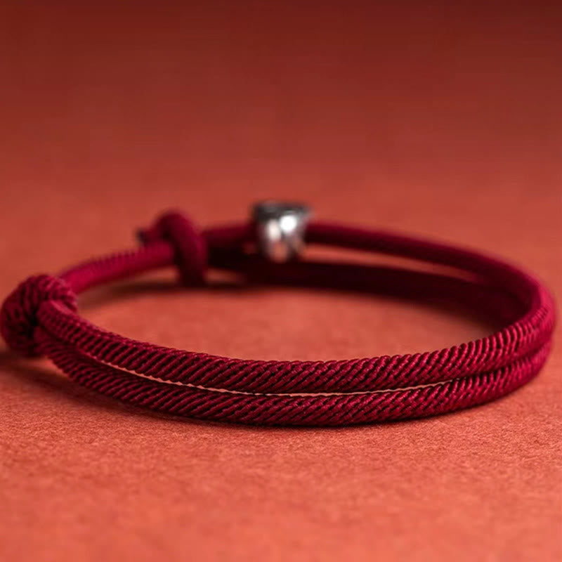 Nimara Ritual 925 Sterling Silver Fu Character Blessing Handmade Braided Bracelet