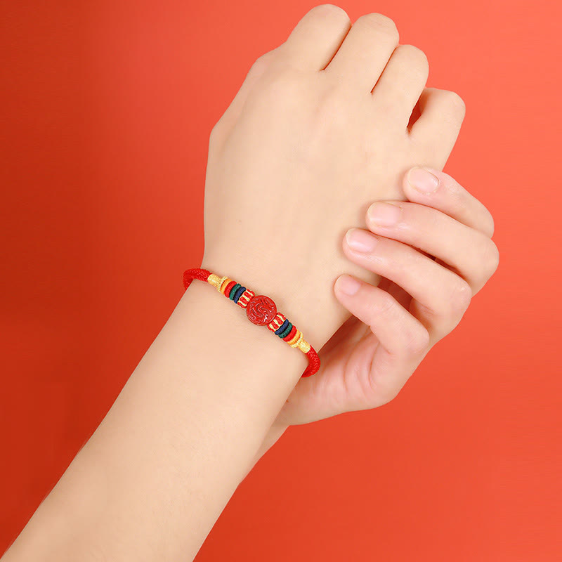 Nimara Ritual Year of the Dragon 925 Sterling Silver Chinese Zodiac Cinnabar Auspicious Matches Blessing Bracelet