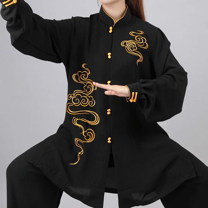 Nimara Ritual Auspicious Clouds Embroidery Meditation Prayer Spiritual Zen Tai Chi Qigong Practice Unisex Clothing Set