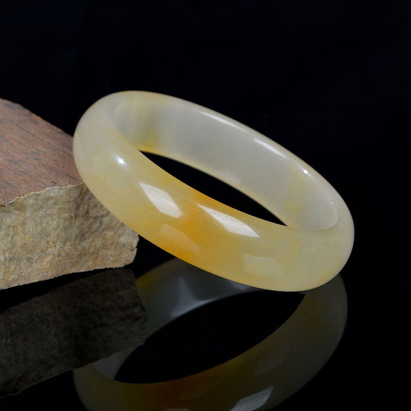 Nimara Ritual Natural Golden Silk Jade Luck Wealth Bracelet Bangle
