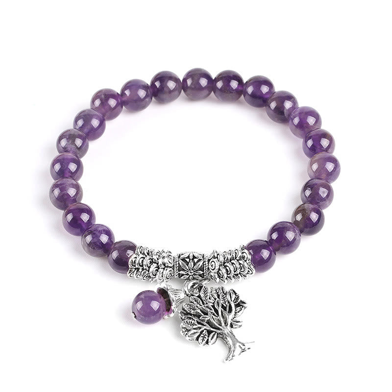 Nimara Ritual Natural Gemstone Tree of Life Lucky Charm Stretch Bracelet