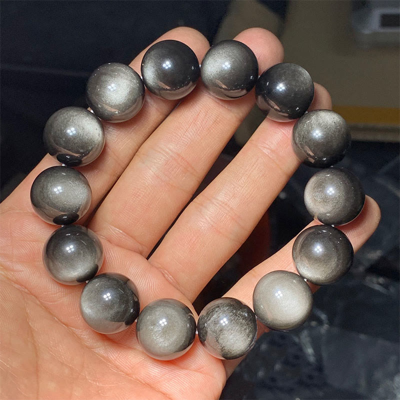 Nimara Ritual Natural Silver Sheen Obsidian Soothing Protection Bracelet