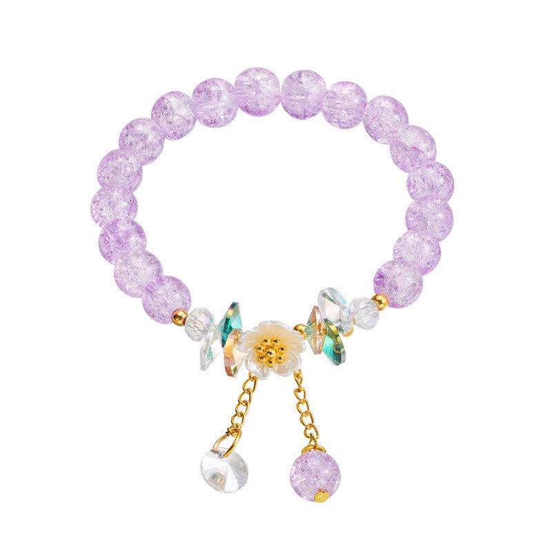 Nimara Ritual Simple Design Flower Charm Glass Bead Bracelet