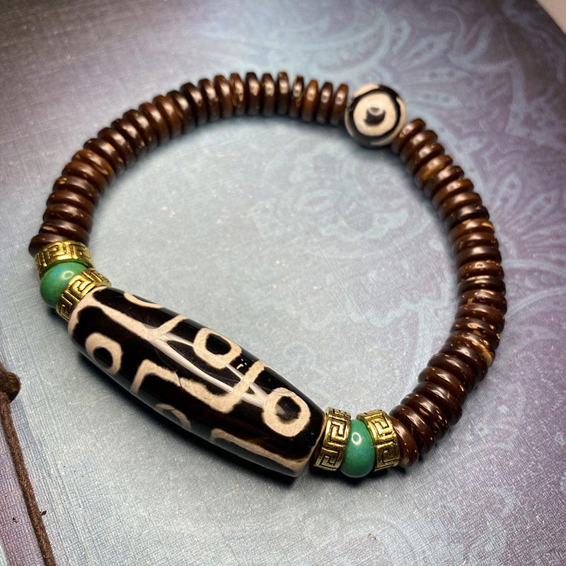 Nimara Ritual Tibetan Nine-Eye Dzi Bead Wealth Bracelet