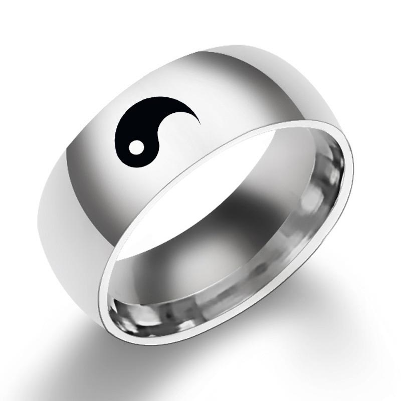 Nimara Ritual Yin Yang Balance Titanium Steel Couple Ring