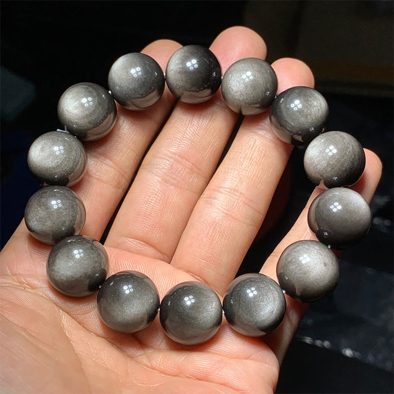Nimara Ritual Natural Silver Sheen Obsidian Soothing Protection Bracelet