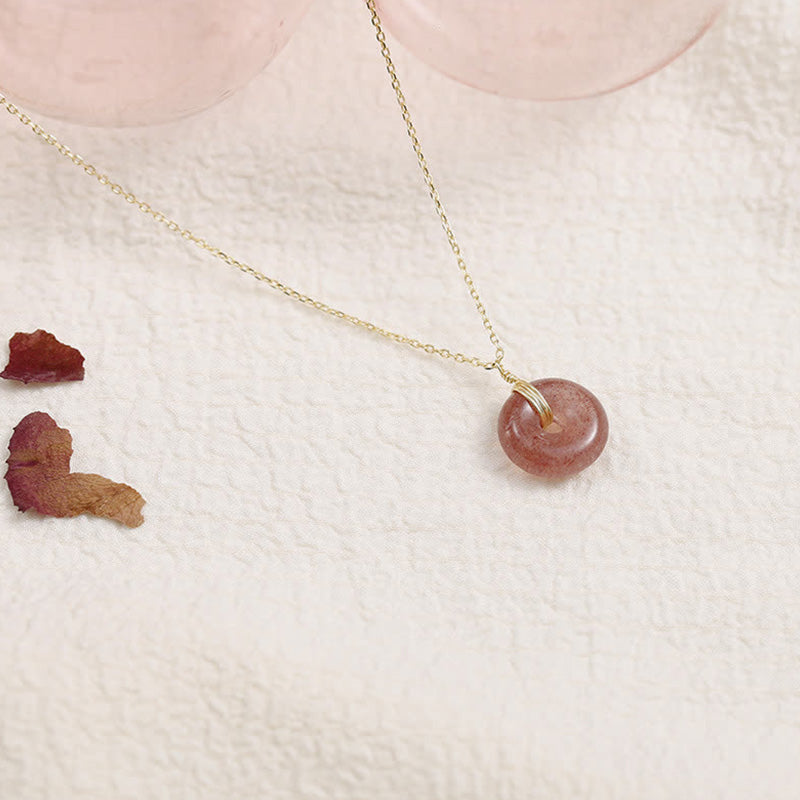 Nimara Ritual 925 Sterling Silver Strawberry Quartz Healing Positive Necklace