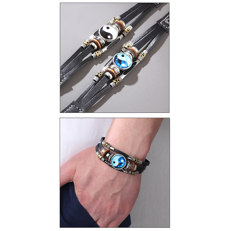 Nimara Ritual Yin Yang Leather Balance Bracelet
