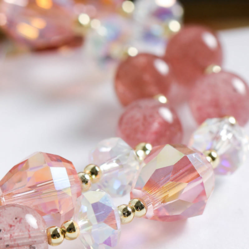 Nimara Ritual Strawberry Quartz Zircon Flower Healing Double Wrap Bracelet