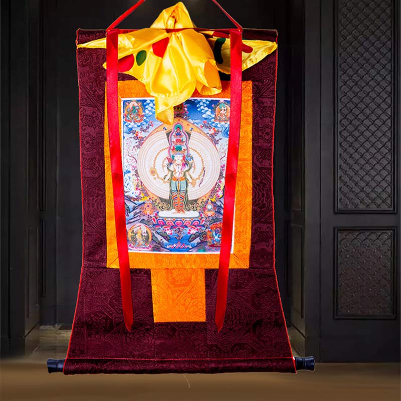 Nimara Ritual Tibetan Thousand-handed Avalokitesvara Framed Thangka Blessing Decoration