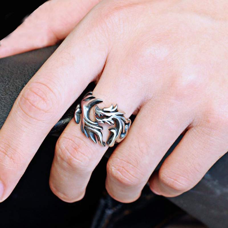Nimara Ritual Dragon Pattern Protection Strength Adjustable Ring