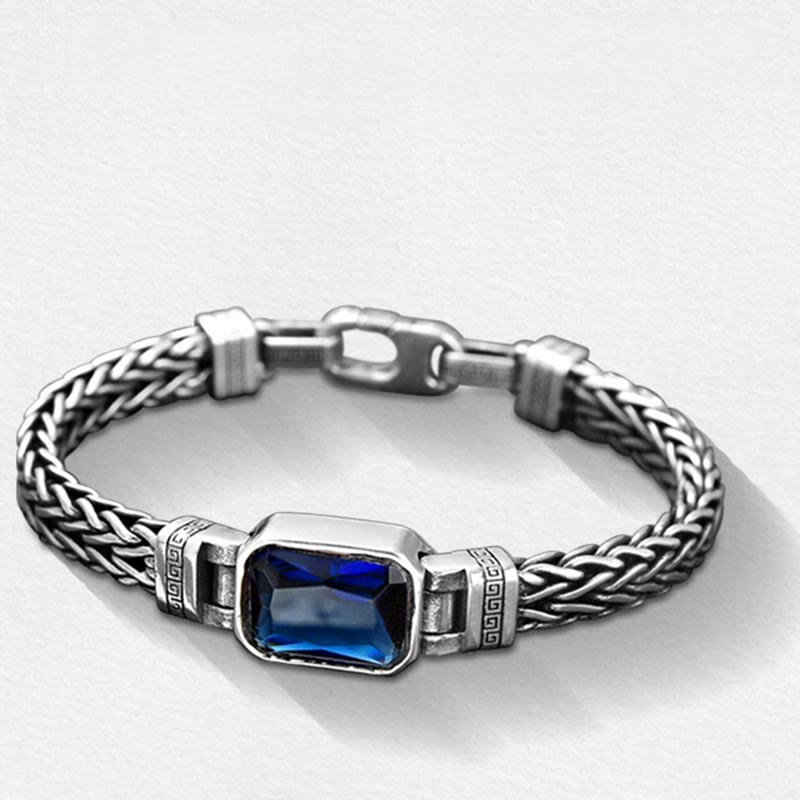 Nimara Ritual Retro Blue Acrylic Dragon Keel Braided Design Healing Wealth Buckle Bracelet