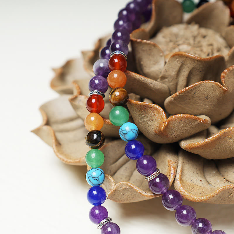 Nimara Ritual Healing Crystal Mala Prayer Beads 108 Meditation Healing Multilayer Bracelet Necklace