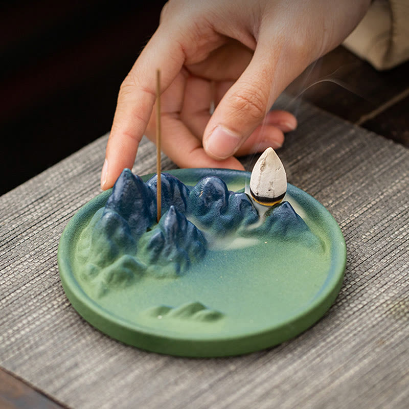 Nimara Ritual Creative Mountain River Ceramic Healing Backflow Incense Burner