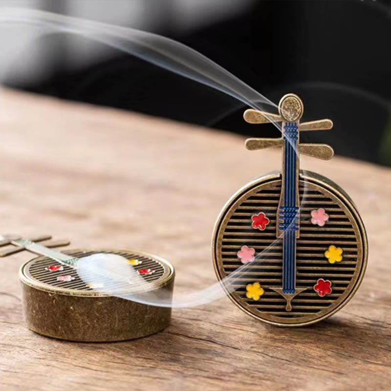 Nimara Ritual Small Mini Gourd Fan Pipa Copper Alloy Incense Burner Decoration With Incense