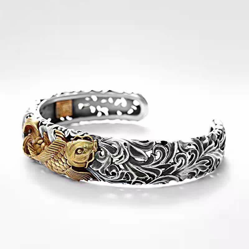 Nimara Ritual Koi Fish Grass Pattern Prosperity Wealth Bracelet Bangle
