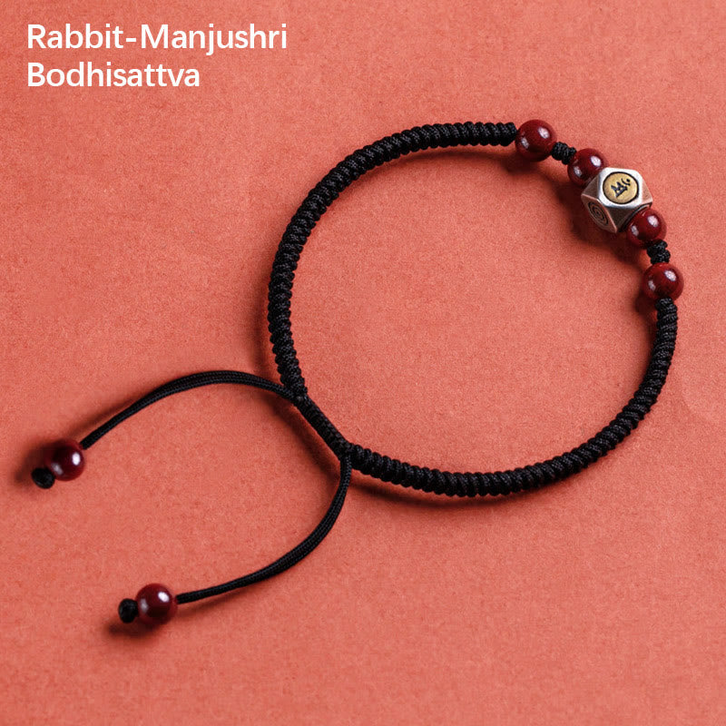 Nimara Ritual 925 Sterling Silver Chinese Zodiac Natal Buddha Cinnabar Calm Bracelet