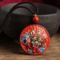 Nimara Ritual Zakiram Goddess of Wealth Painted Cinnabar Blessing Necklace Pendant