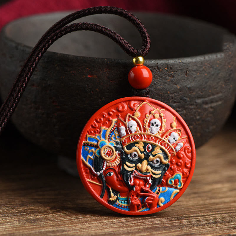 Nimara Ritual Zakiram Goddess of Wealth Painted Cinnabar Blessing Necklace Pendant