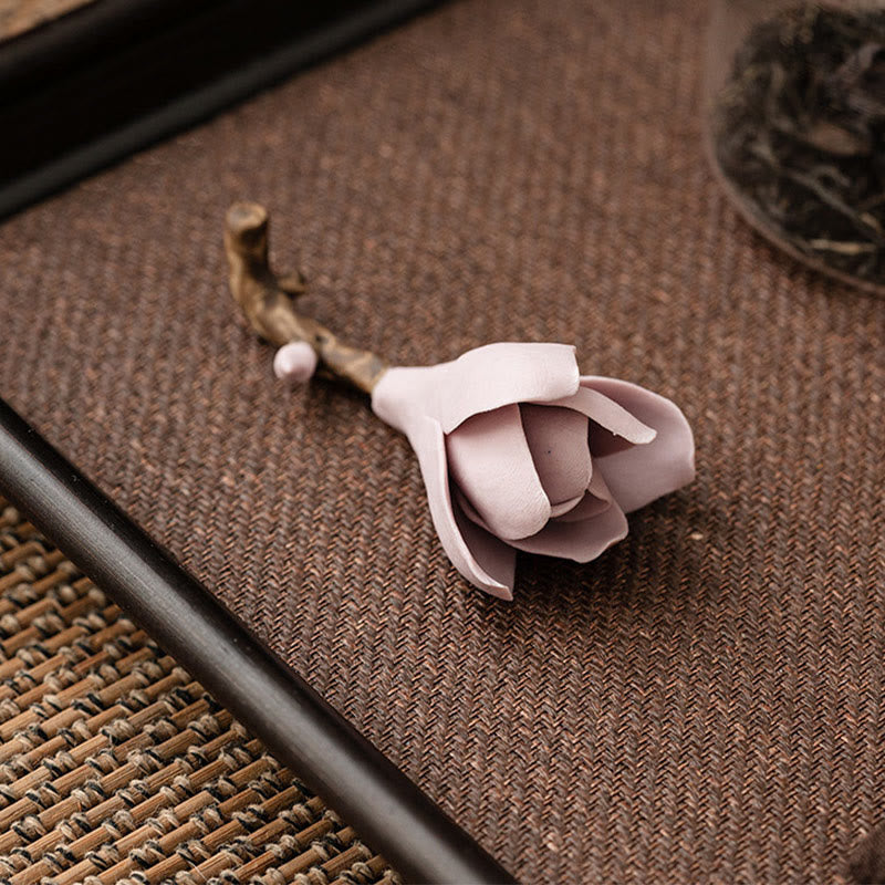 Nimara Ritual Gardenia Flower Pattern Ceramic Healing Incense Burner Decoration