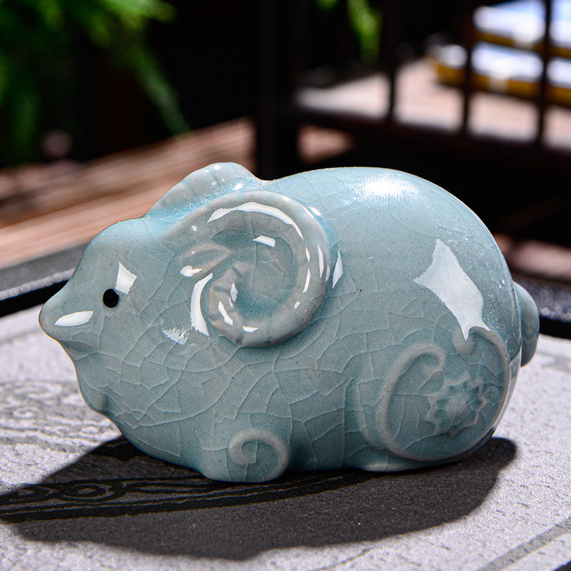 Nimara Ritual Chinese Zodiac Wealth Ceramic Tea Pet Home Figurine Decoration