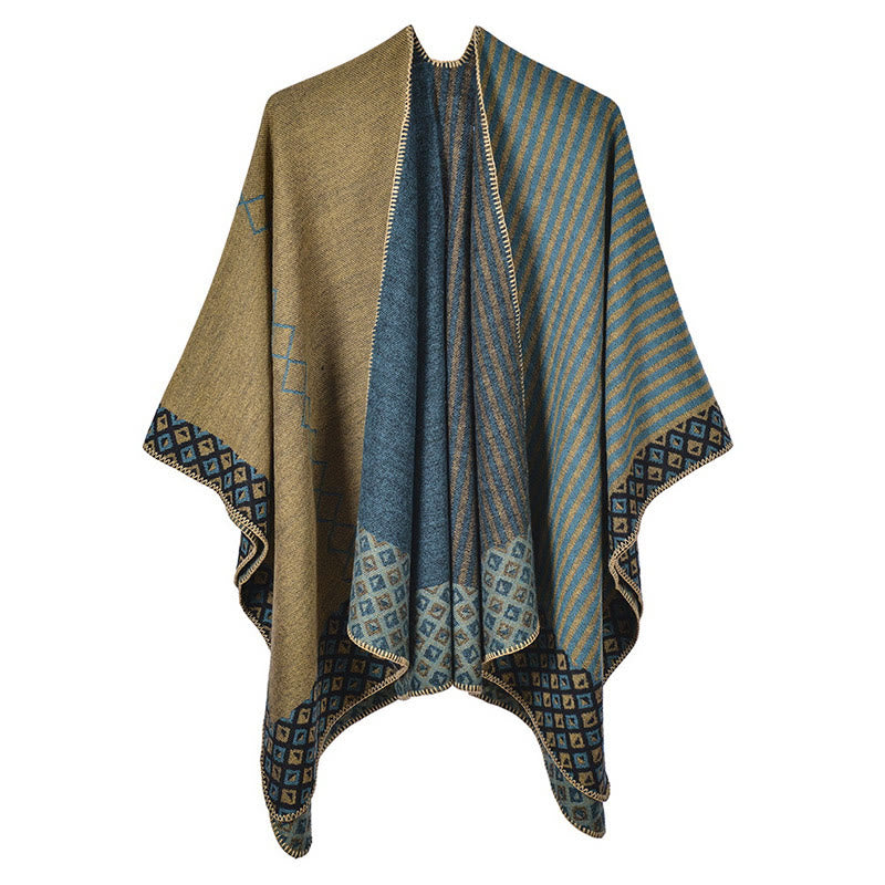 Nimara Ritual Tibetan Shawl Striped Diamond Pattern Winter Warm Soft Scarf
