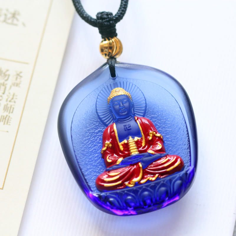 Nimara Ritual Tibet Medicine Buddha Liuli Crystal Compassion Necklace Pendant