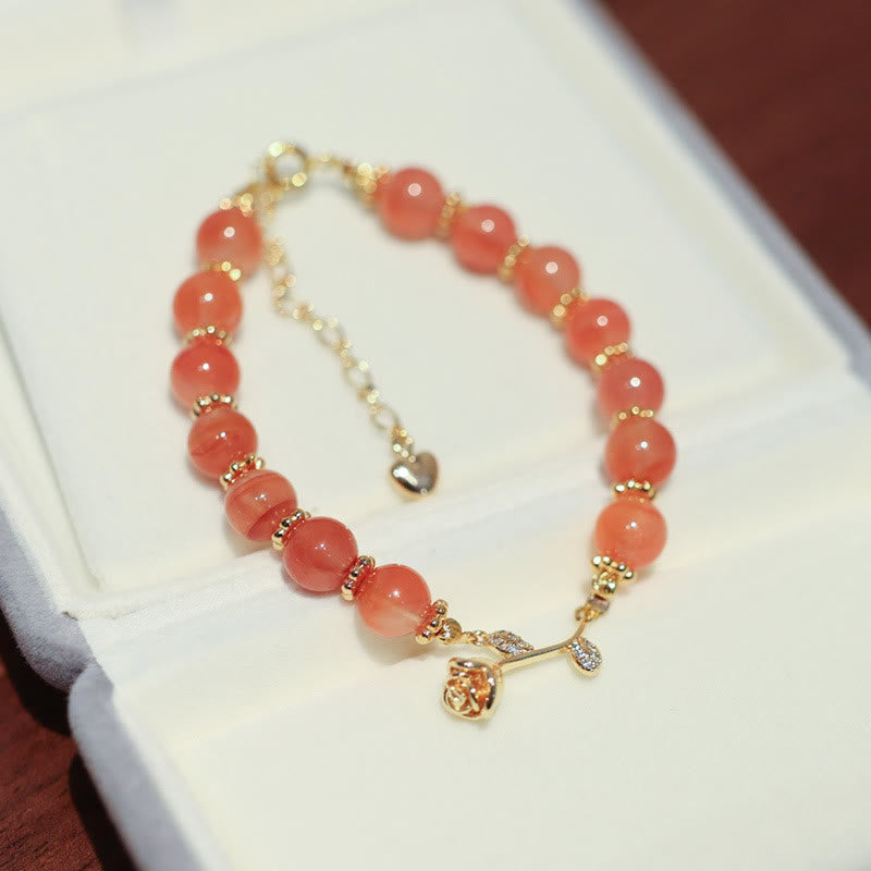 Nimara Ritual Natural Red Agate Rose Confidence Calm Chain Bracelet