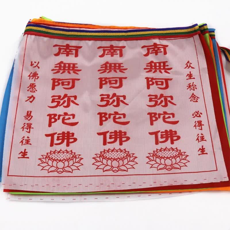 Nimara Ritual Tibetan 7 Colors Windhorse Letter Auspicious Lotus Outdoor 21 Pcs Prayer Flag
