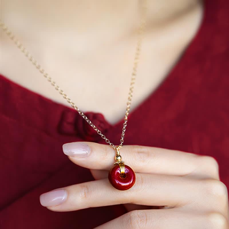 Nimara Ritual Cinnabar Peace Buckle Calm Blessing Necklace Pendant