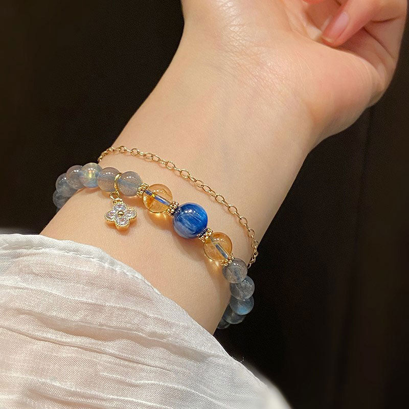 Nimara Ritual Natural Moonstone Flower Chram Healing Beads Bracelet