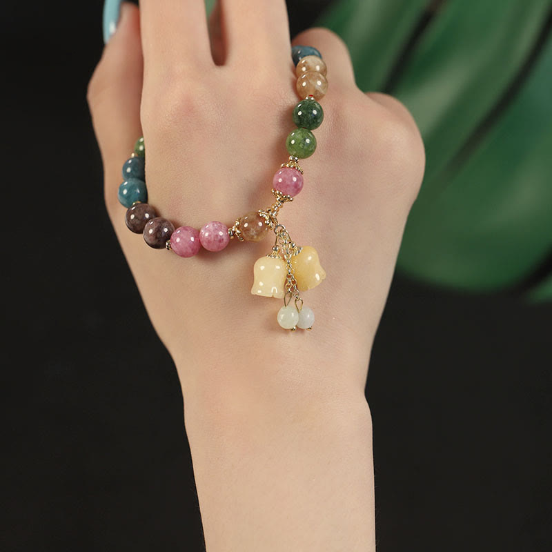 Nimara Ritual Natural Colorful Tourmaline Flower Bead Love Bracelet