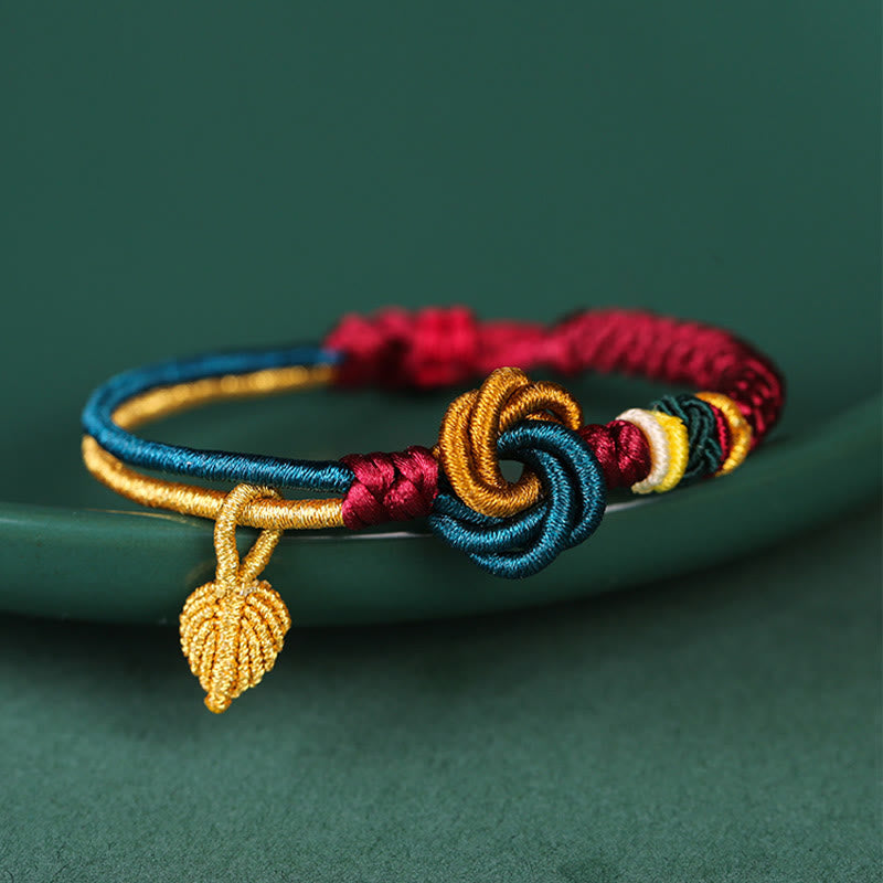 Nimara Ritual Tibetan Handmade Mandala Knot Leaf Luck Rope Bracelet