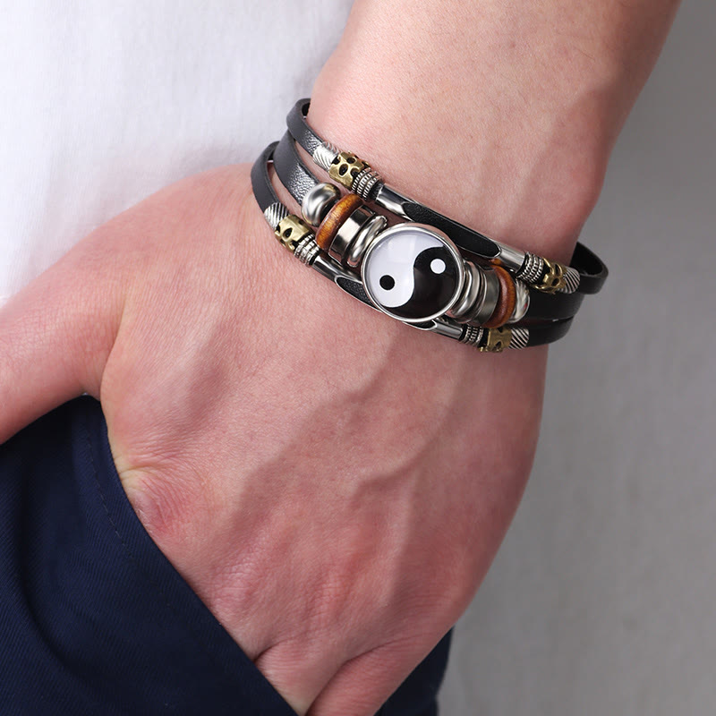 Nimara Ritual Yin Yang Leather Balance Bracelet